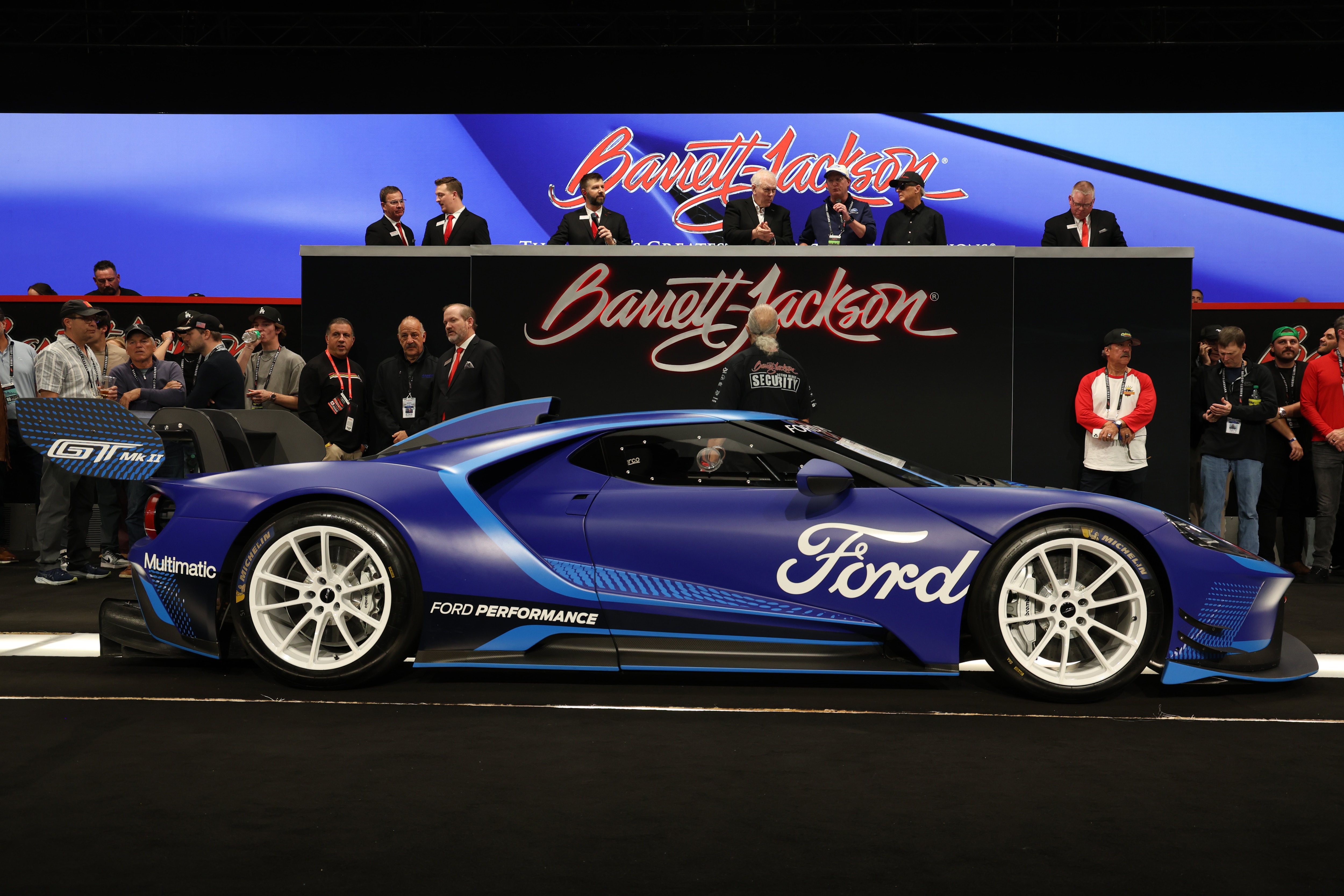 A blue Ford vehicle on auction at Barrett-Jackson.